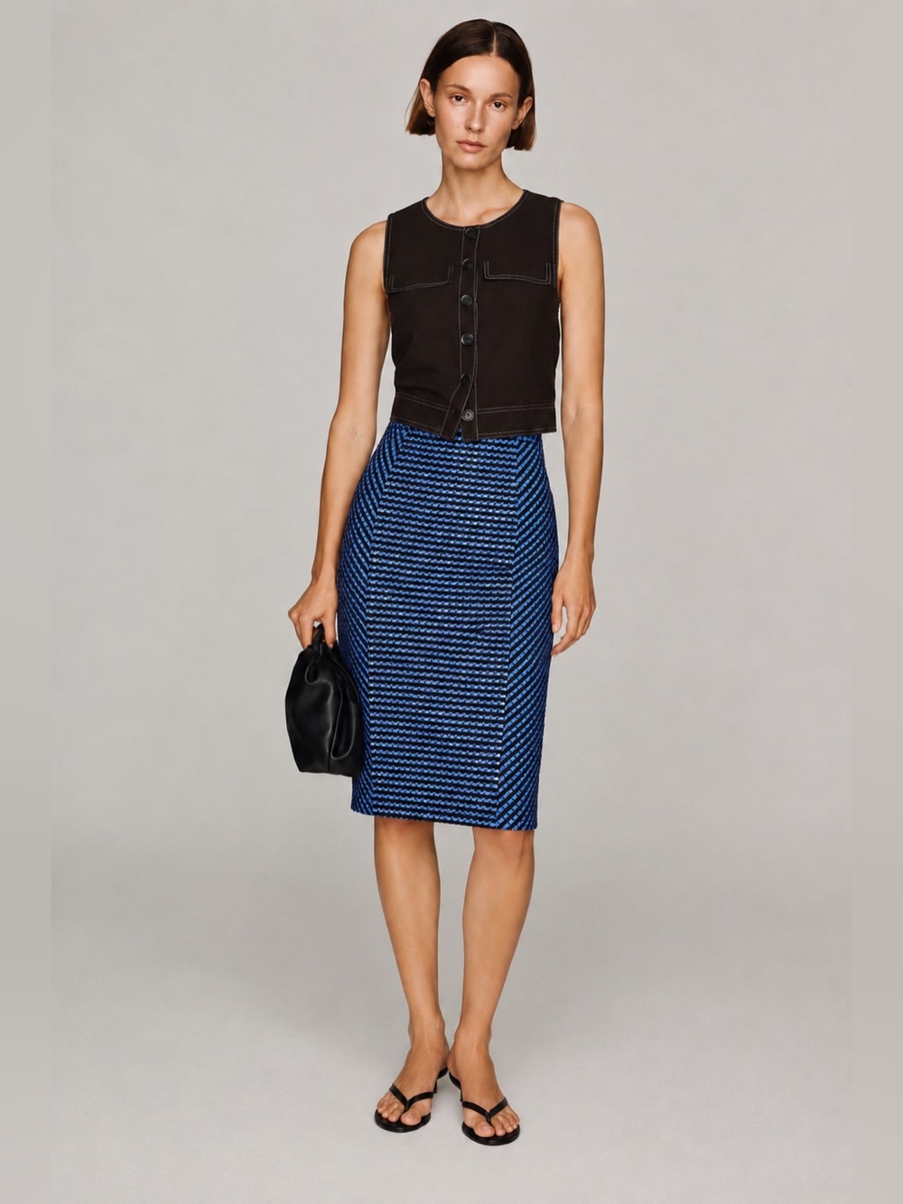 Maeve Anthropolgie Blue patterned Knit Pencil Skirt